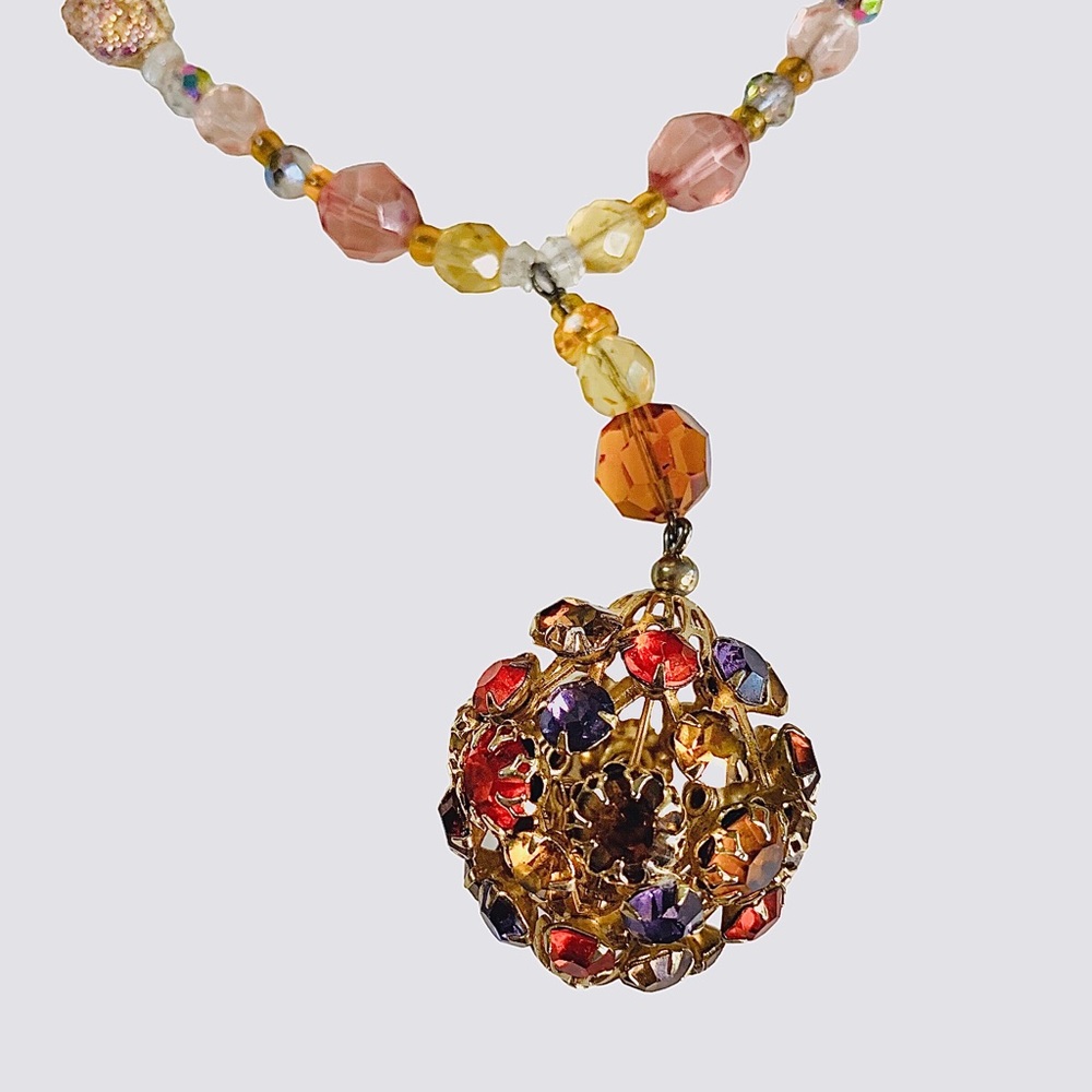 Rhinestone Multicolor Statement Necklace - image 5